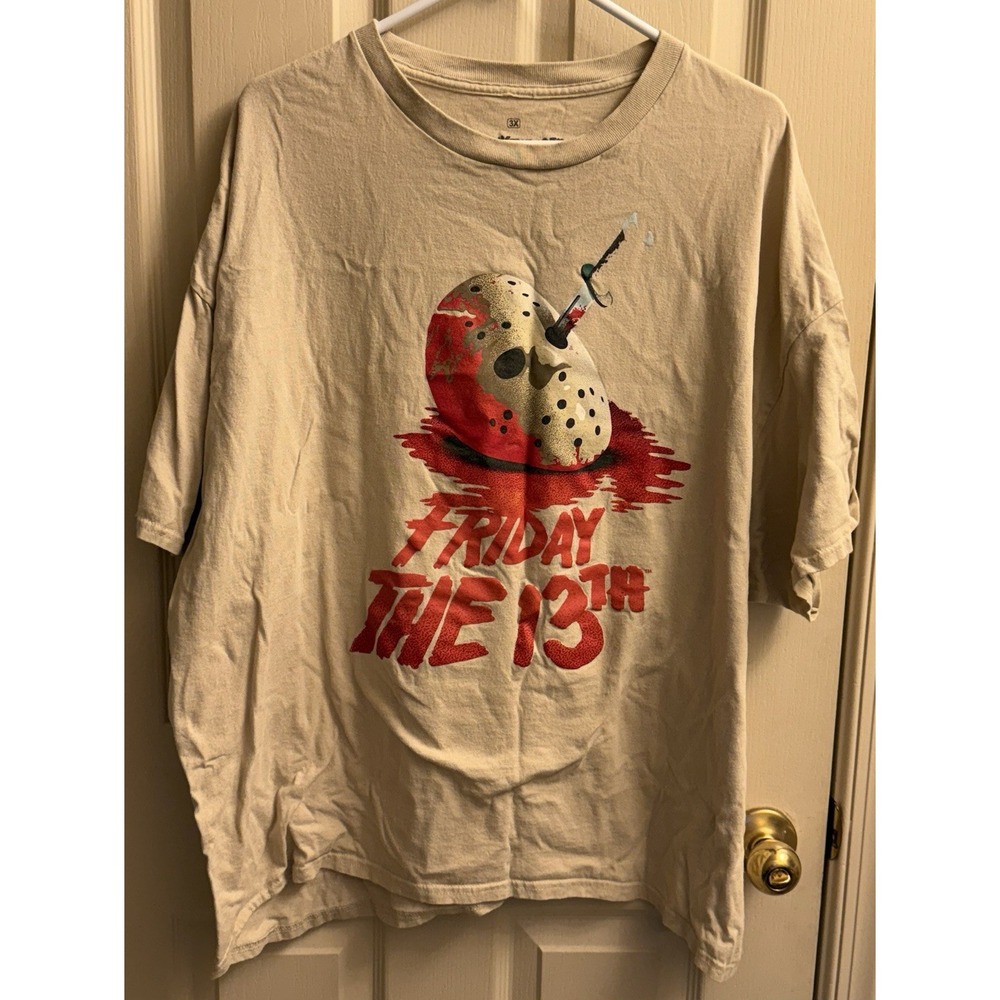 Friday The 13th Graphic T-shirt‎ Size 3XL Tan EUC